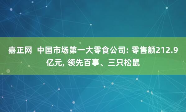 嘉正网  中国市场第一大零食公司: 零售额212.9亿元, 领先百事、三只松鼠
